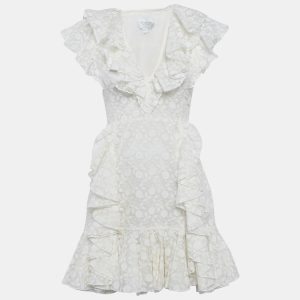Giambattista Valli White Embroidered Silk Ruffled Mini Dress S, Dresses - Luxury Closet catalog