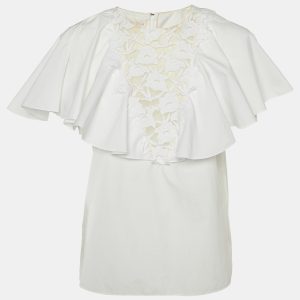 Giambattista Valli White Lace Trim Cotton Ruffled Top M, Shirts & Tops - Luxury Closet catalog