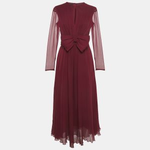Giambattista Valli Dark Red Silk Bow Detail Maxi Dress M, Dresses - Luxury Closet catalog