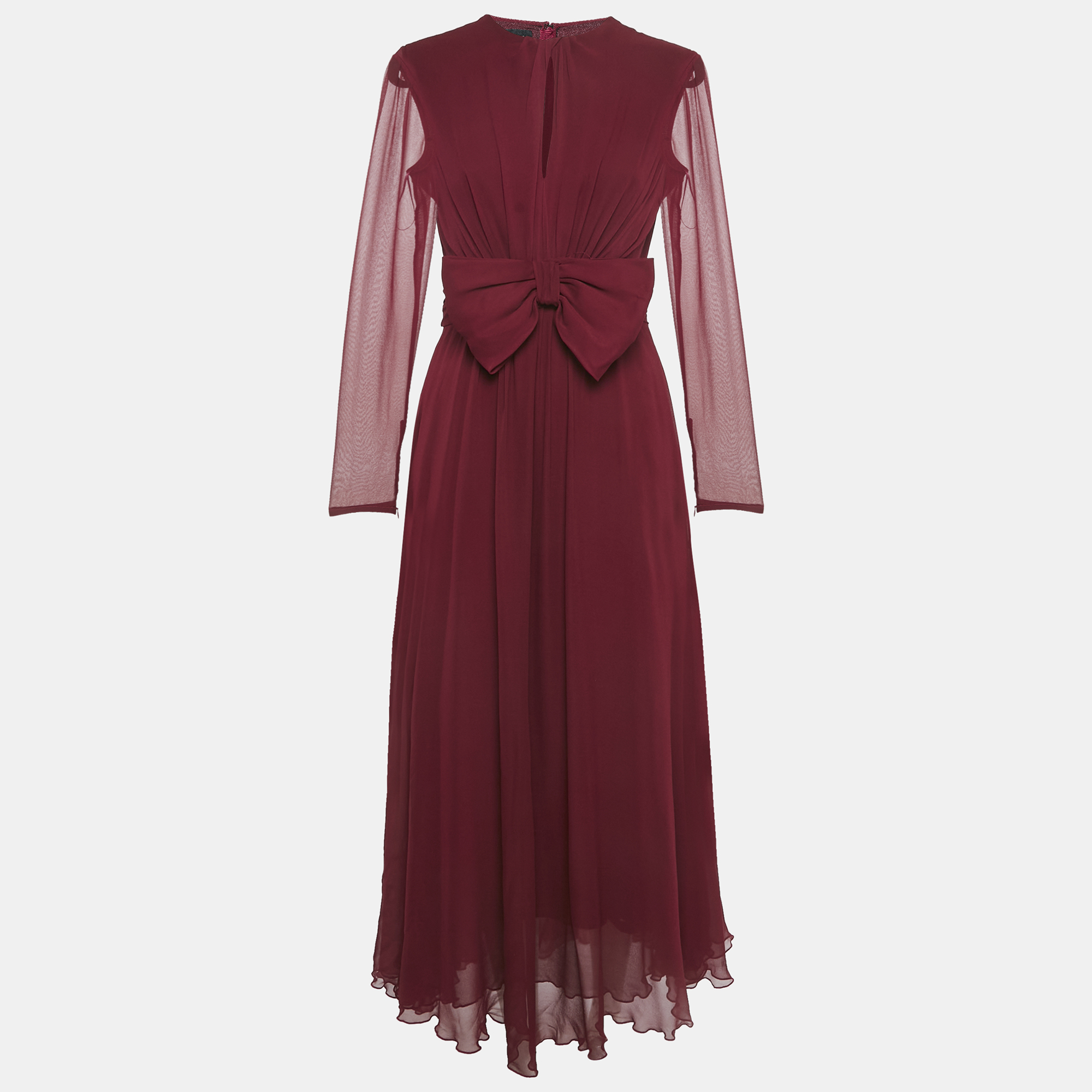 Giambattista Valli Dark Red Silk Bow Detail Maxi Dress M, Dresses - Luxury Closet catalog