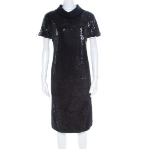Gianfranco Ferre Black Sequin Embellished Wool Dress M, Dresses - Luxury Closet catalog