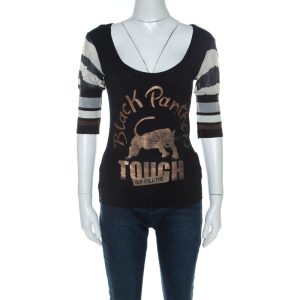 GF Ferre Black Panther Print Jersey Scoop Neck Top S, Shirts & Tops - Luxury Closet catalog