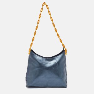 Gianfranco Ferre Metallic Blue Leather Chain Hobo, Shoulder Bags - Luxury Closet catalog