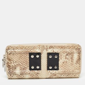 Gianfranco Ferre Beige Watersnake Leather Zip Around Oversized Wallet, Wallets & Money Clips - Luxury Closet catalog