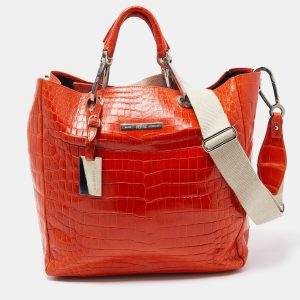Gianfranco Ferre Orange Crocodile Buckle Tote, Tote Handbags - Luxury Closet catalog
