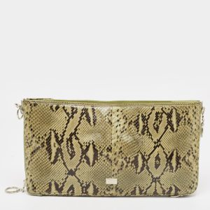 Gianfranco Ferre Olive Green Python Oversized  Zip Clutch, Clutches & Special Occasion Bags - Luxury Closet catalog