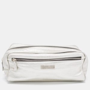 Gianfranco Ferre Silver Leather Oversized Pouch, Clutches & Special Occasion Bags - Luxury Closet catalog