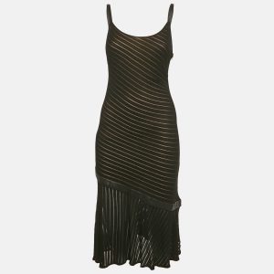 Gianni Versace Couture Black Pattered Knit Leather Trim Short Dress M, Dresses - Luxury Closet catalog
