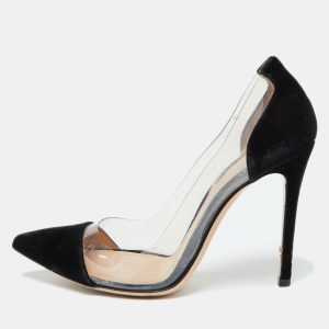 Gianvito Rossi Black Velvet and PVC Plexi Pointed Toe Pumps Size 37, Pumps - Luxury Closet catalog