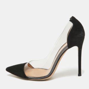 Gianvito Rossi Black PVC and Suede Pointed Toe Plexi Pumps Size 37, Pumps - Luxury Closet catalog