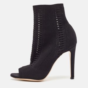 Gianvito Rossi Black Stretch Knit Vires Open Toe Ankle Length Boots Size 37, Boots - Luxury Closet catalog
