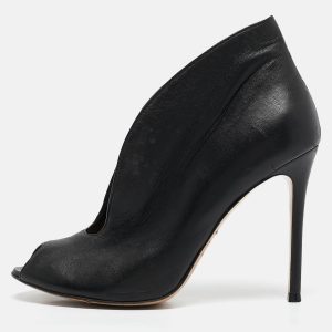Gianvito Rossi Black Leather Vamp Peep Toe Booties Size 38, Boots - Luxury Closet catalog