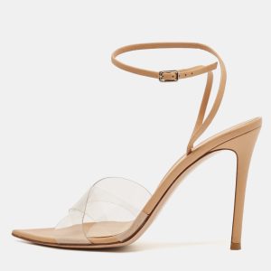 Gianvito Rossi Beige Leather And PVC Plexi Stark Ankle Strap Sandals Size 39, Sandals - Luxury Closet catalog