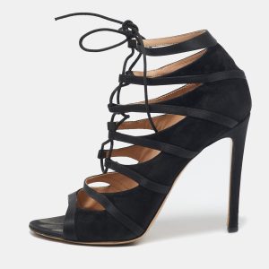 Gianvito Rossi Black Satin and Suede Strappy  Sandals Size 38, Sandals - Luxury Closet catalog