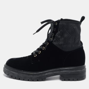 Gianvito Rossi Black Fabric and Velvet Combat Boots Size 40, Boots - Luxury Closet catalog