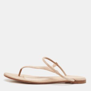 Gianvito Rossi Beige Suede Thong Flat Sandals Size 37.5, Sandals - Luxury Closet catalog