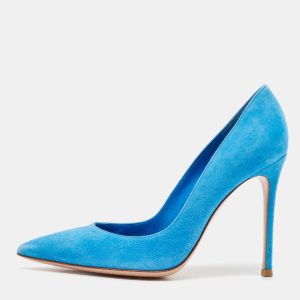Gianvito Rossi Blue Suede Pointed Toe Pumps Size 37, Pumps - Luxury Closet catalog