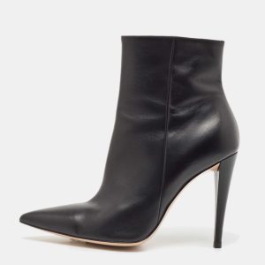 Gianvito Rossi Black Leather Ankle Length Boots Size 38.5, Boots - Luxury Closet catalog