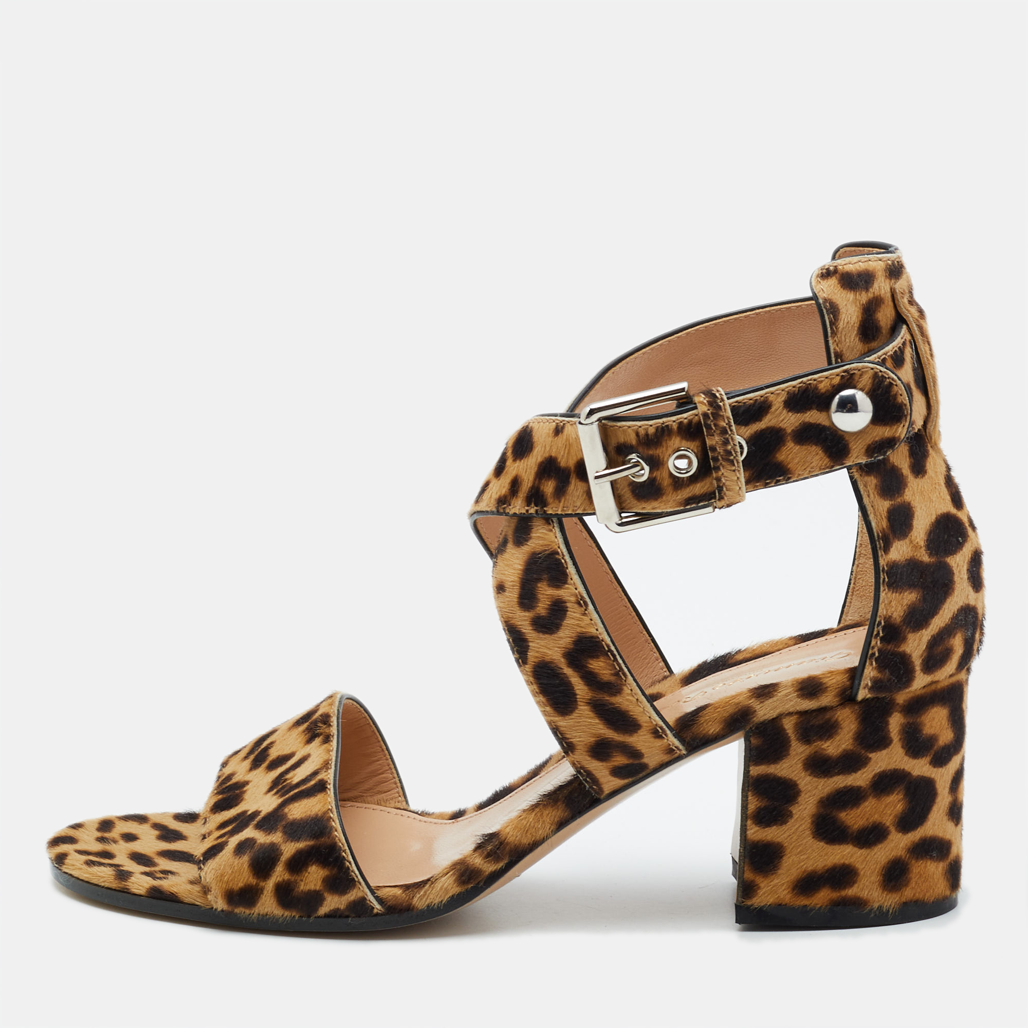 Gianvito Rossi Brown Leopard Print Calf Hair Ankle Strap Sandals Size 37, Sandals - Luxury Closet catalog