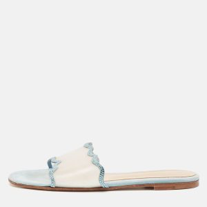 Gianvito Rossi Blue PVC and Suede Wavy Flat Sandals Size 40, Sandals - Luxury Closet catalog