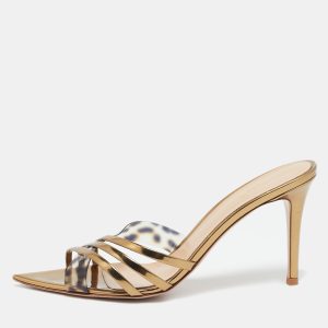 Gianvito Rossi Gold PVC and Leather Elle Slide Sandals Size 40, Sandals - Luxury Closet catalog