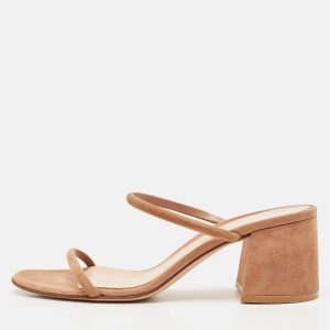 Gianvito Rossi Beige Suede Slide Sandals Size 37.5, Sandals - Luxury Closet catalog