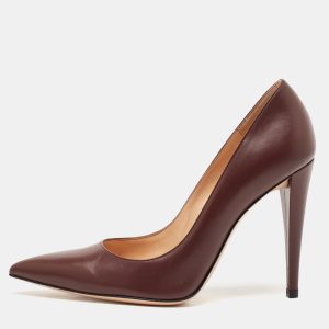 Gianvito Rossi Dark Burgundy Leather Gianvito 105 Pointed Toe Pumps Size 37, Pumps - Luxury Closet catalog