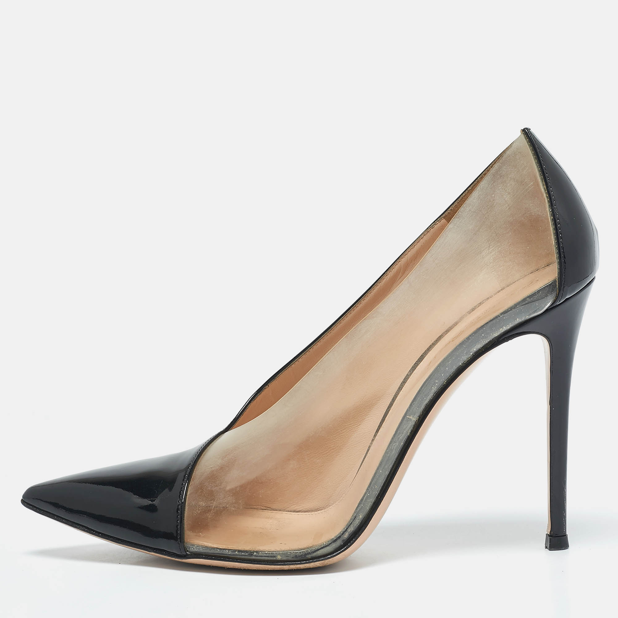 Gianvito Rossi Black Patent Leather and PVC Plexi Pointed Toe Pumps Size 41, Pumps - Luxury Closet catalog