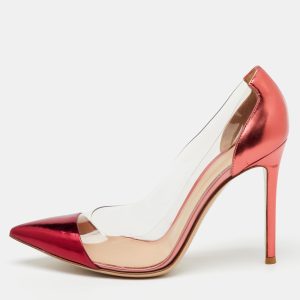 Gianvito Rossi Metallic Burgundy Leather and PVC Plexi Pointed Toe Pumps Size 38.5, Pumps - Luxury Closet catalog