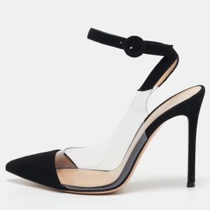 Gianvito Rossi Black Suede and PVC Anise Ankle Strap Pumps Size 38, Pumps - Luxury Closet catalog