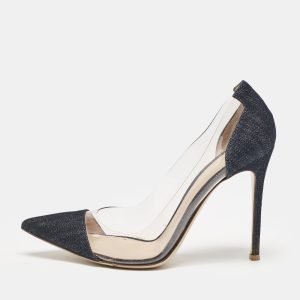 Gianvito Rossi Navy Blue Denim and PVC Plexi Pointed Toe Pumps Size 39, Pumps - Luxury Closet catalog
