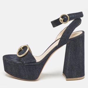 Gianvito Rossi Navy Blue Denim Zandra Platform Sandals Size 37, Sandals - Luxury Closet catalog