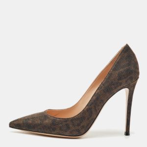 Gianvito Rossi Dark Brown Metallic Lurex Fabric Gianvito Pointed Toe Pumps Size 39, Pumps - Luxury Closet catalog