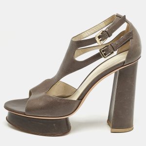 Gianvito Rossi Grey Leather Platform Sandals Size 38.5, Sandals - Luxury Closet catalog