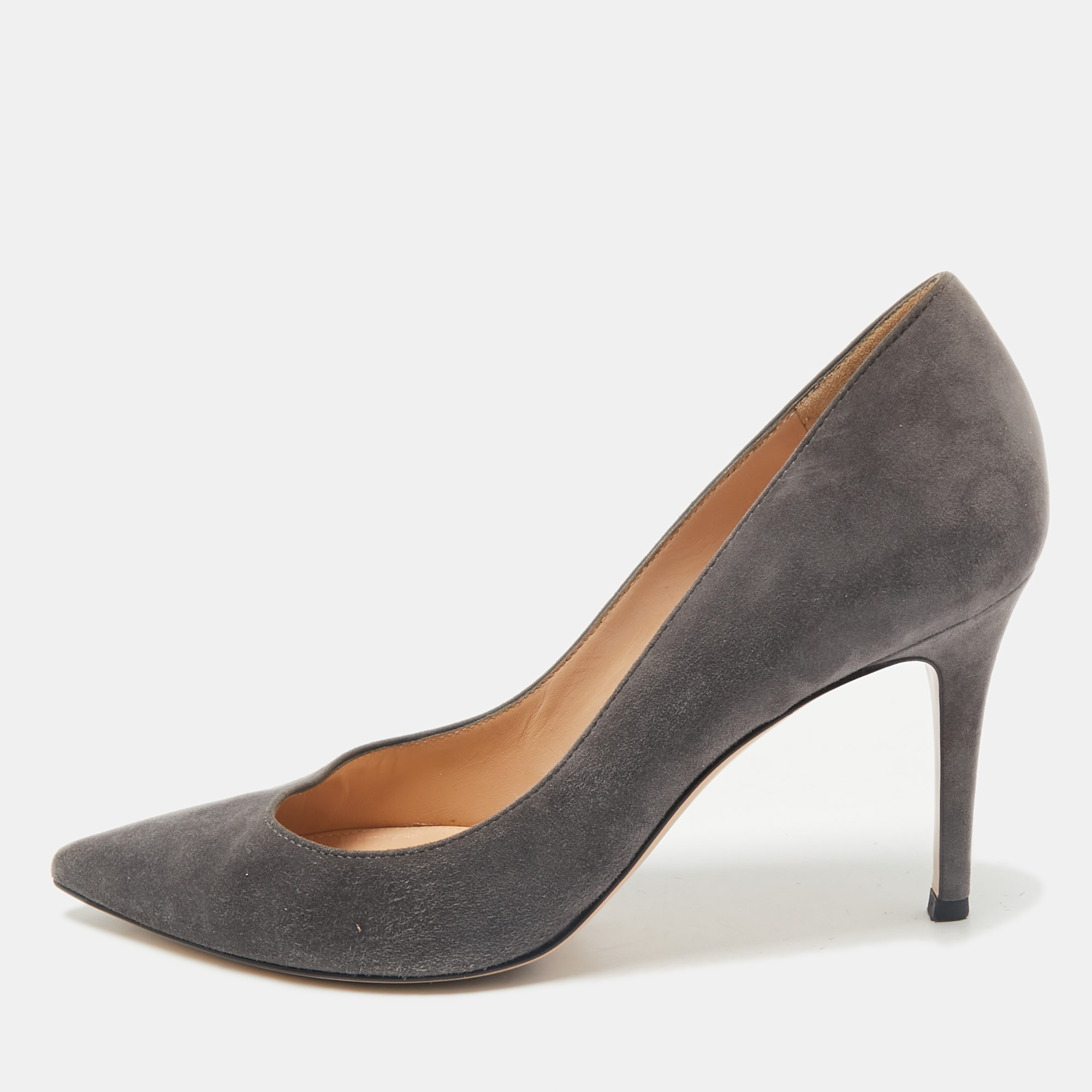Gianvito Rossi Grey Suede Gianvito 85 Pointed Toe Pumps Size 38.5, Pumps - Luxury Closet catalog