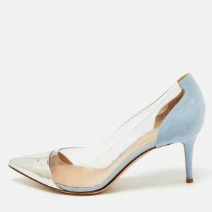 Gianvito Rossi Silver/Blue Leather and PVC Plexi Pumps Size 40, Pumps - Luxury Closet catalog