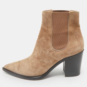 Gianvito Rossi Beige Suede Pointed Ankle Length Boots Size 38, Boots - Luxury Closet catalog