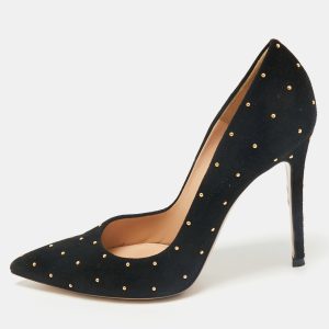 Gianvito Rossi Black Studded Suede Pointed-Toe Pumps Size 37.5, Pumps - Luxury Closet catalog