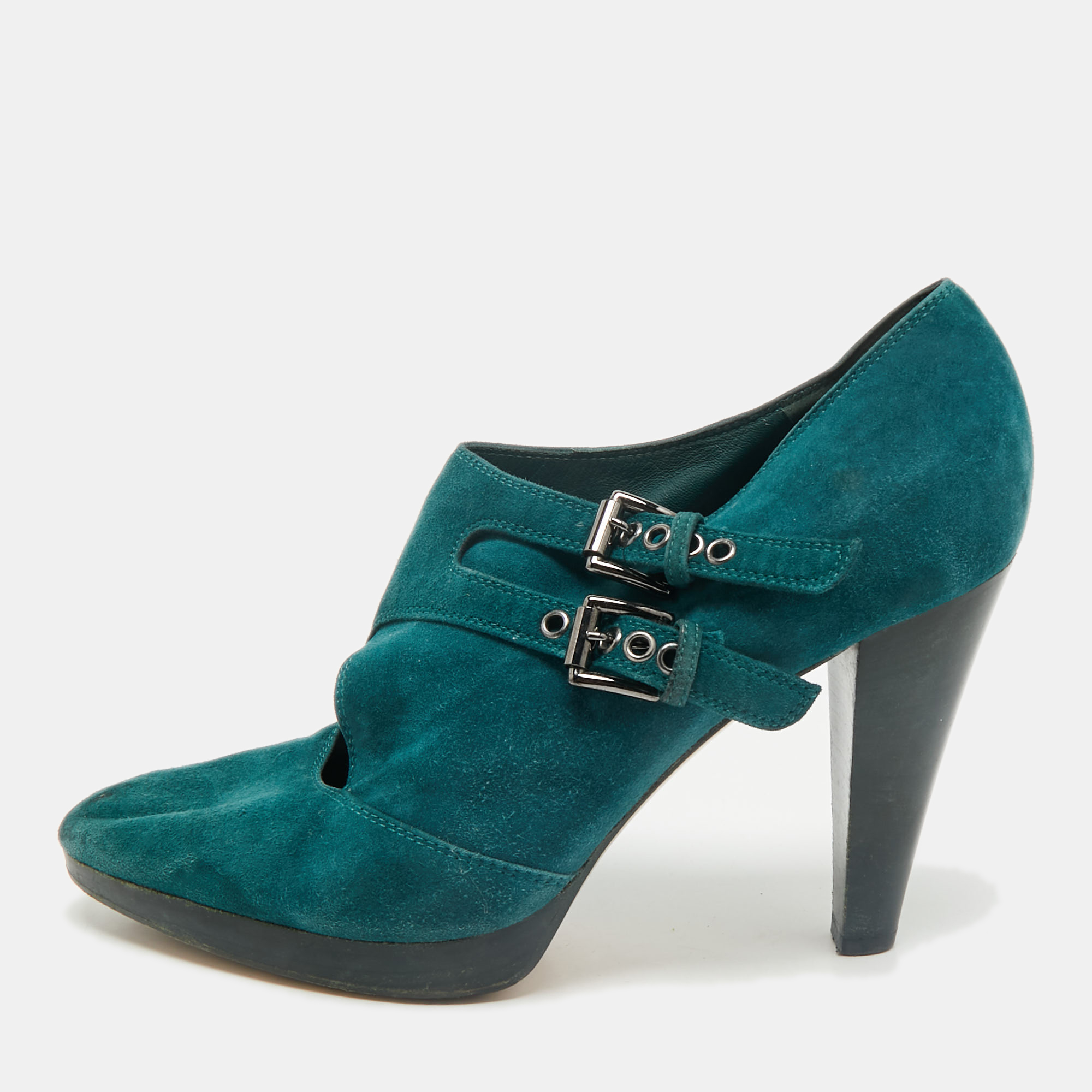 Gianvito Rossi Teal Green Suede Ankle Booties Size 40, Boots - Luxury Closet catalog