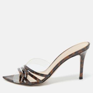Gianvito Rossi Transparent/Brown Patent Leather and PVC Elle Slide Sandals Size 37.5, Sandals - Luxury Closet catalog