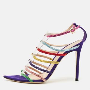 Gianvito Rossi Multicolor Suede Crystal Embellished Mirage Sandals Size 38, Sandals - Luxury Closet catalog