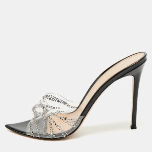 Gianvito Rossi Black PVC Ellle Crystals Embellished Slide Sandals Size 41, Sandals - Luxury Closet catalog