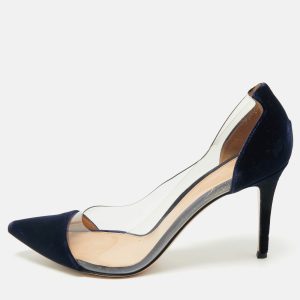 Gianvito Rossi Navy Blue PVC and Velvet Plexi Pumps Size 41.5, Pumps - Luxury Closet catalog