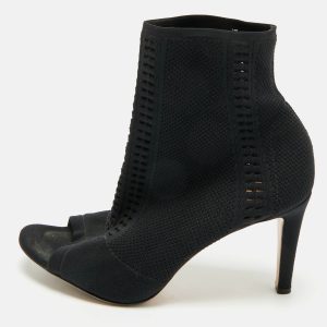 Gianvito Rossi Black Knit Fabric Peep Toe Ankle Length Boots Size 41, Boots - Luxury Closet catalog