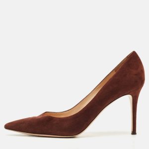 Gianvito Rossi Dark Brown Suede Gianvito 105 Pointed Toe Pumps Size 41, Pumps - Luxury Closet catalog