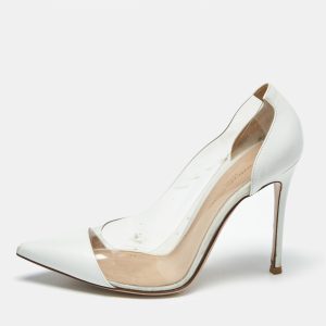 Gianvito Rossi White/Transparent  Leather and PVC Plexi Pumps Size 39, Pumps - Luxury Closet catalog