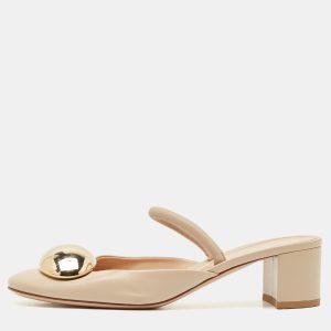 Gianvito Rossi Beige Leather Sphera Block Heel Pumps Size 40, Pumps - Luxury Closet catalog