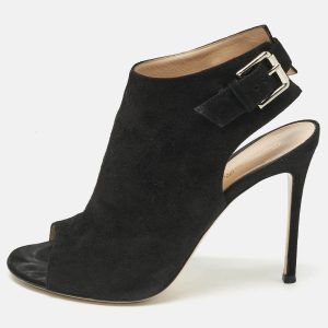 Gianvito Rossi Black Suede Open Toe Slingback Sandals Size 39.5, Sandals - Luxury Closet catalog