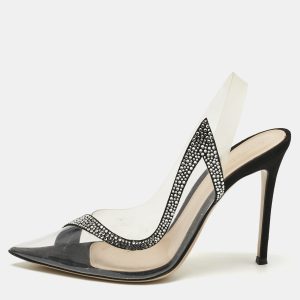 Gianvito Rossi Black PVCand Satin Crystal Embellished Hortensia Pumps Size 41, Pumps - Luxury Closet catalog