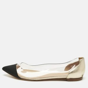 Gianvito Rossi Gold/Black Leather and PVC Plexi Ballet Flats Size 38.5, Flats - Luxury Closet catalog